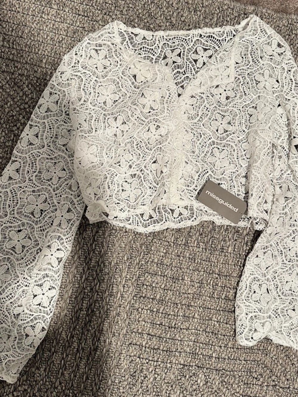 Missguided White Lace Crop Top NWT